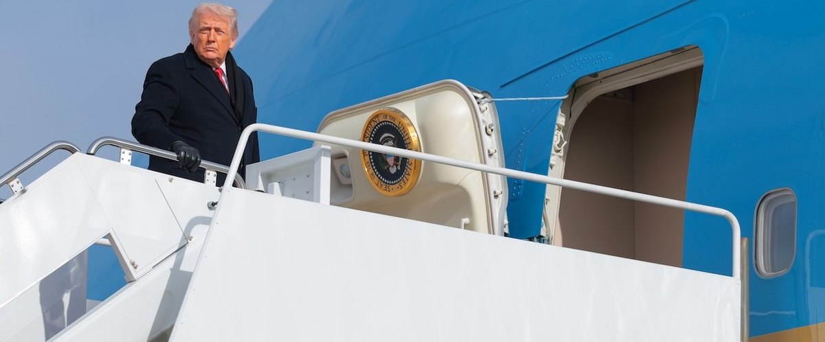 JOINT BASE ANDREWS, MARYLAND - JANUARY 16: U.S. President Donald Trump boards Air Force One on January 16, 2026 in Joint Base Andrews, Maryland. Trump is traveling to Palm Beach, Florida where he will attend a dedication ceremony to rename part of the city's Southern Boulevard before remaining at his Mar-a-Lago property throughout the holiday weekend. (Photo by Anna Moneymaker/Getty Images)