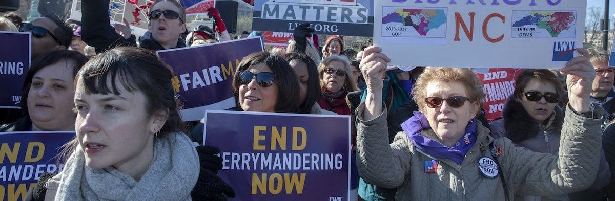 WASHINGTON, DC - MARCH 26: Protesters attends a rally for "Fair Maps" on March 26, 2019 in Washington, DC. The rally was part of the Supreme Court hearings in landmark redistricting cases out of North Carolina and Maryland (Photo by Tasos Katopodis/Getty
