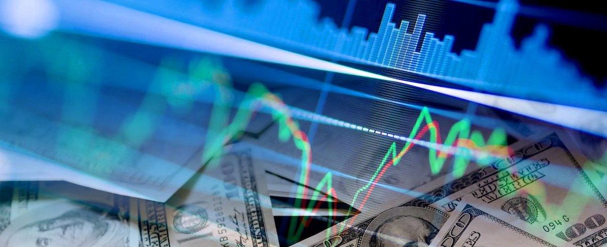 Cash dollar bills and stock market indicators