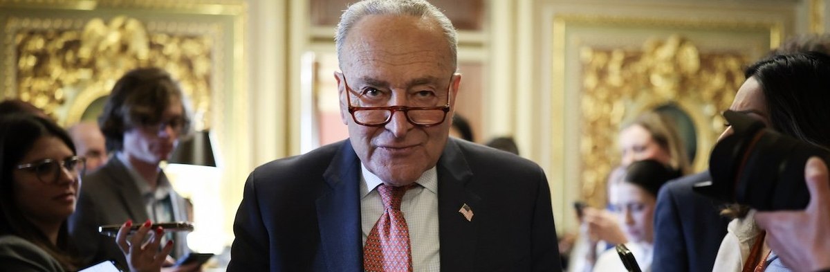 WASHINGTON, DC - MARCH 13: Senate Minority Leader Chuck Schumer (D-NY) leaves the Democratic caucus lunch at the U.S. Capitol on March 13, 2025 in Washington, DC. On Wednesday Senate Democrats, not in line with the continuing resolution passed by House Re