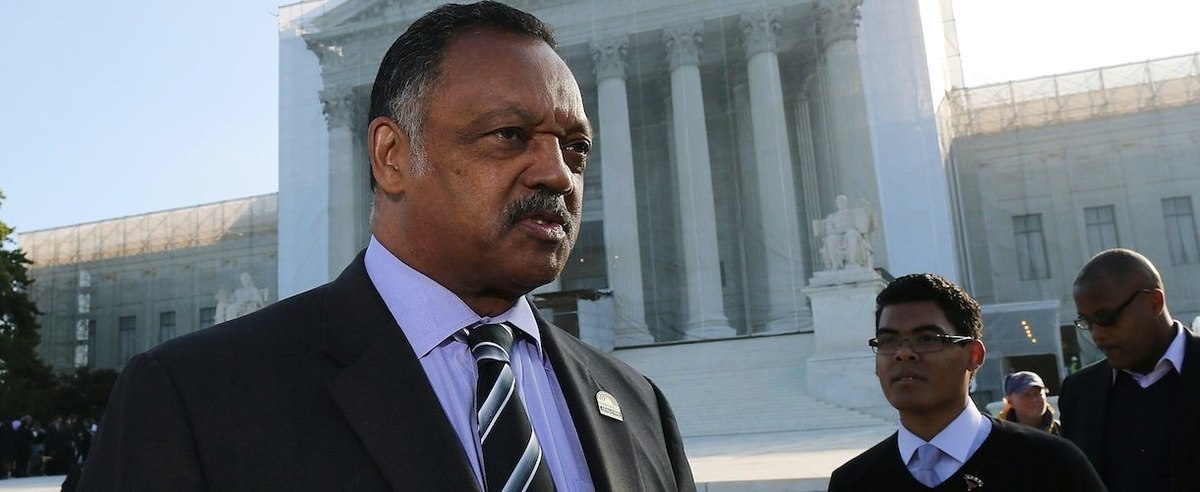WASHINGTON, DC - OCTOBER 10: Rev Jesse Jackson Sr stands in front of the U.S. Supreme Court on October 10, 2012 in Washington, DC. Today the high court is scheduled to hear arguments on Fisher V. University of Texas at Austin, and are tasked with ruling on whether the university's consideration of race in admissions is constitutional. (Photo by Mark Wilson/Getty Images)