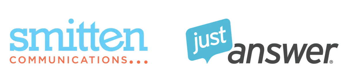 Image depicting Smitten Communications and JustAnswer logo