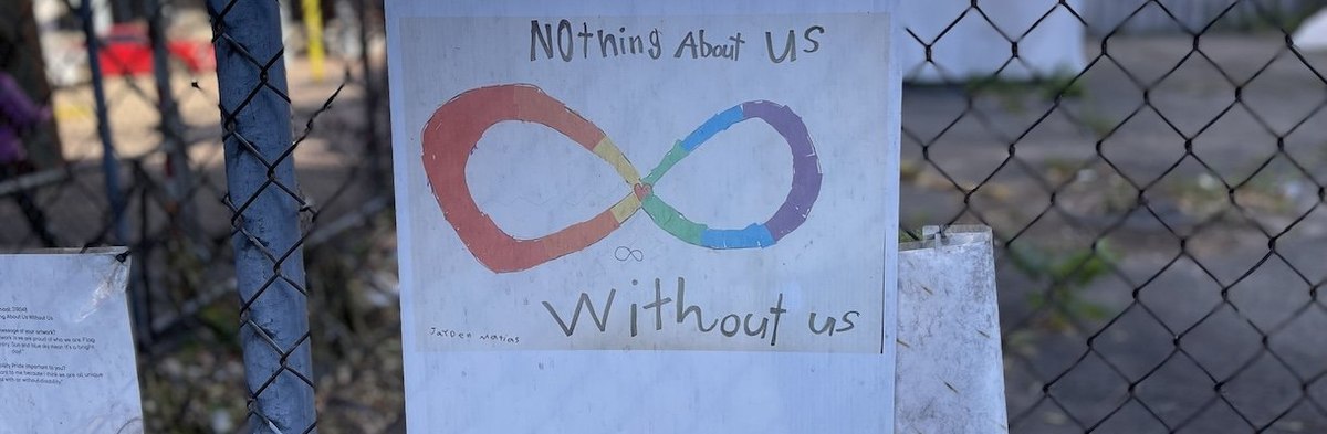 Neurodiversity nothing about us without us drawing outside a public high school in Queens, NY