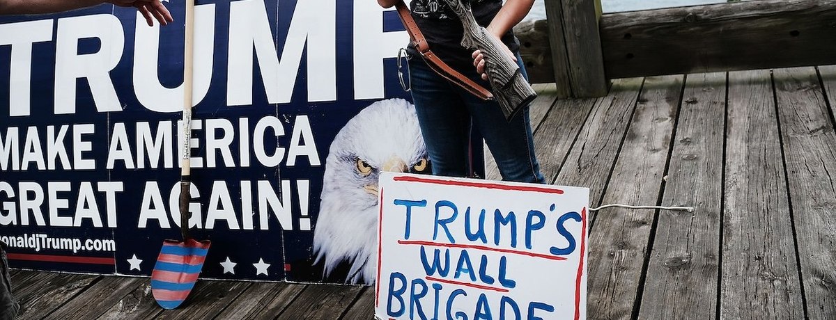 CLEVELAND, OH - JULY 18: A Donald Trump supporter poses with a gun while attending a rally for Trump on the first day of the Republican National Convention (RNC) on July 18, 2016 in downtown Cleveland, Ohio. An estimated 50,000 people are expected in down