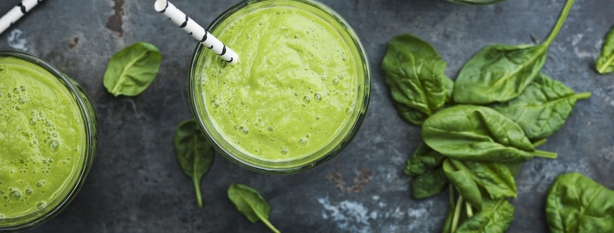 Green spinach smoothie - stock photo