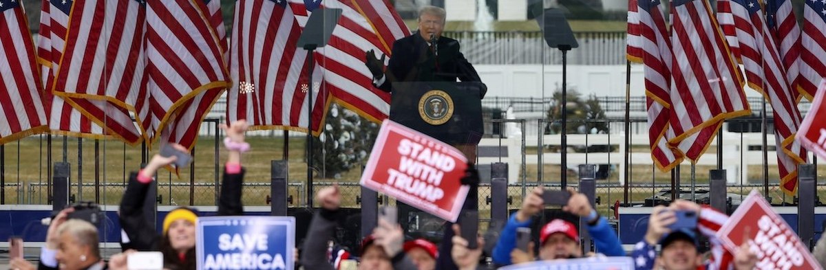 WASHINGTON, DC - JANUARY 06: President Donald Trump speaks at the "Stop The Steal" Rally on January 06, 2021 in Washington, DC. Trump supporters gathered in the nation's capital today to protest the ratification of President-elect Joe Biden's Electoral Co